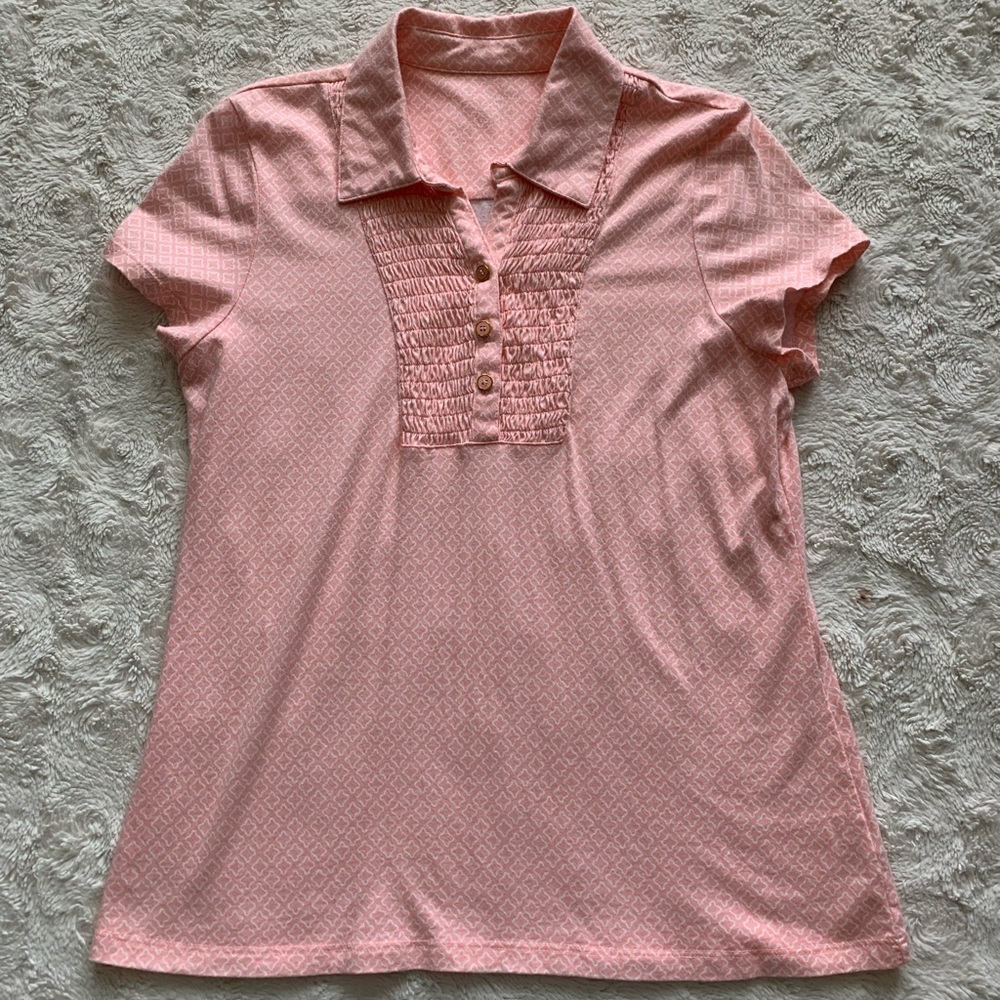 Charter Club Petite Baby Pink Diamond Print Polo